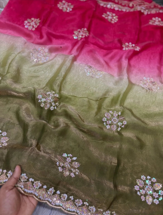 Premium multi-colour Designer work saree with blouse