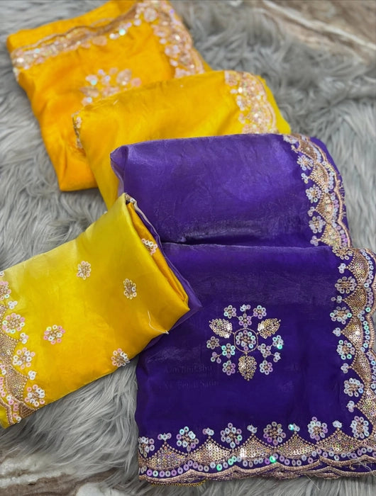 Premium multi-colour Designer work saree with blouse