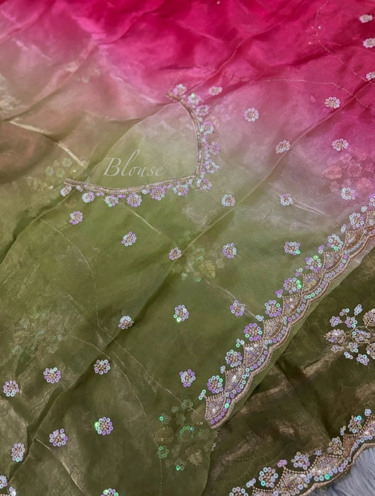 Premium multi-colour Designer work saree with blouse