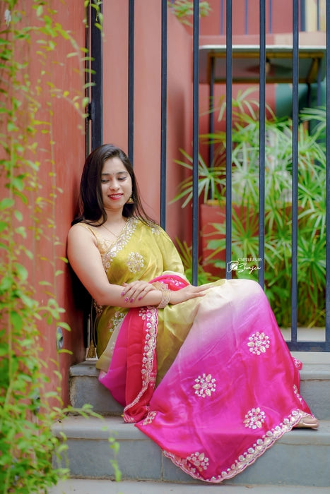Premium multi-colour Designer work saree with blouse