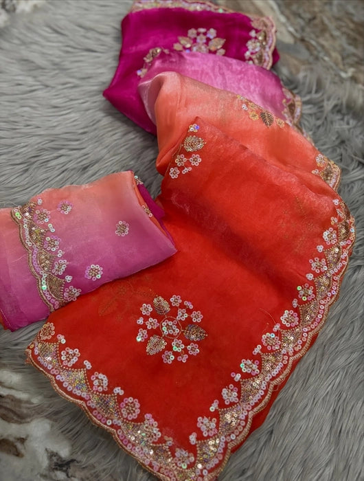 Premium multi-colour Designer work saree with blouse