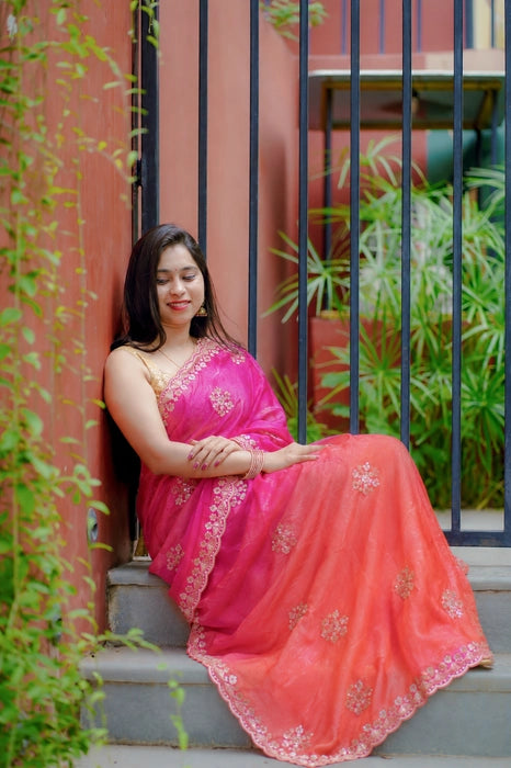 Premium multi-colour Designer work saree with blouse