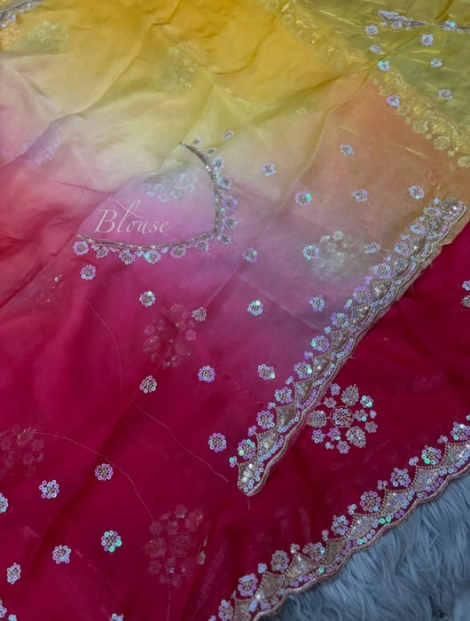 Premium multi-colour Designer work saree with blouse