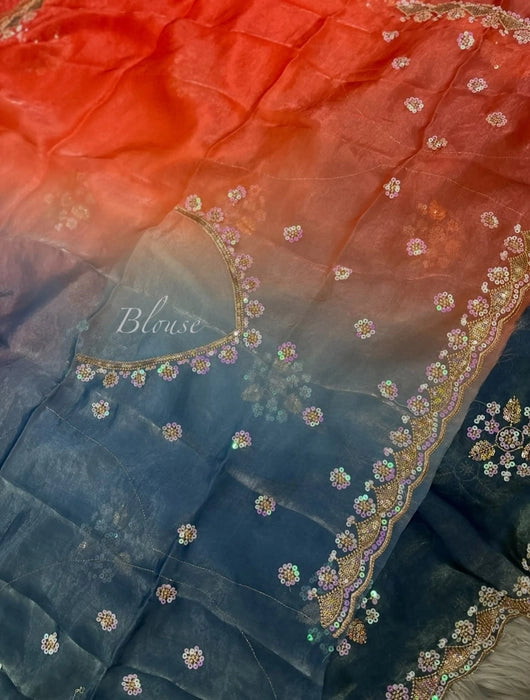 Premium multi-colour Designer work saree with blouse