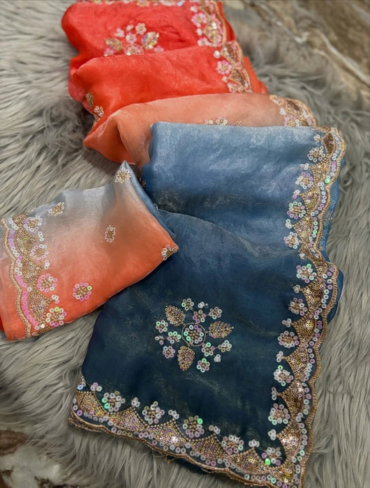 Premium multi-colour Designer work saree with blouse