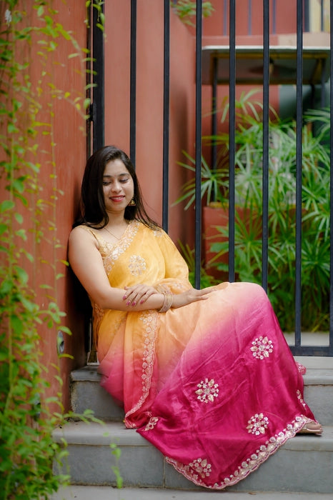 Premium multi-colour Designer work saree with blouse