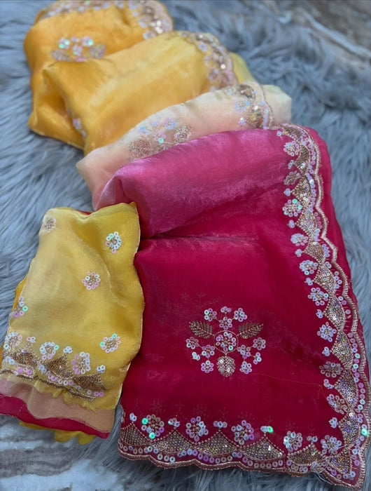 Premium multi-colour Designer work saree with blouse