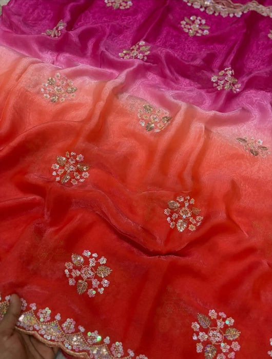 Premium multi-colour Designer work saree with blouse