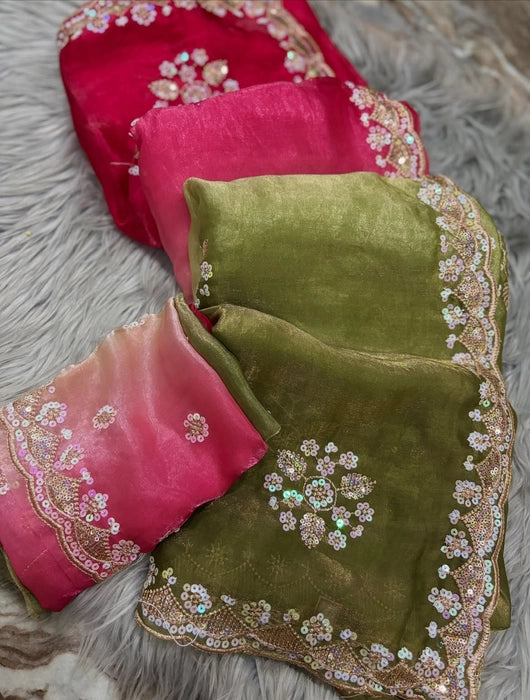 Premium multi-colour Designer work saree with blouse