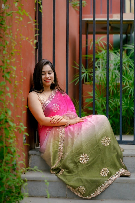 Premium multi-colour Designer work saree with blouse