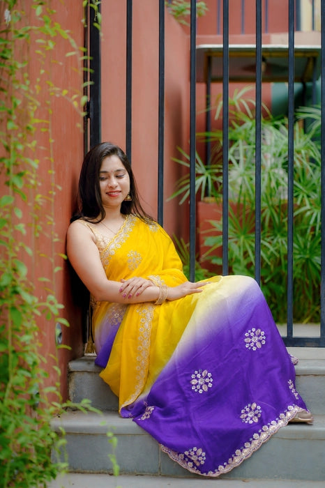 Premium multi-colour Designer work saree with blouse